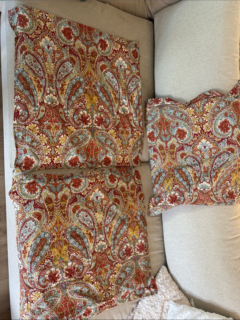 3 Pottery Barn βBella Paisleyβ Euro Pillow Shams